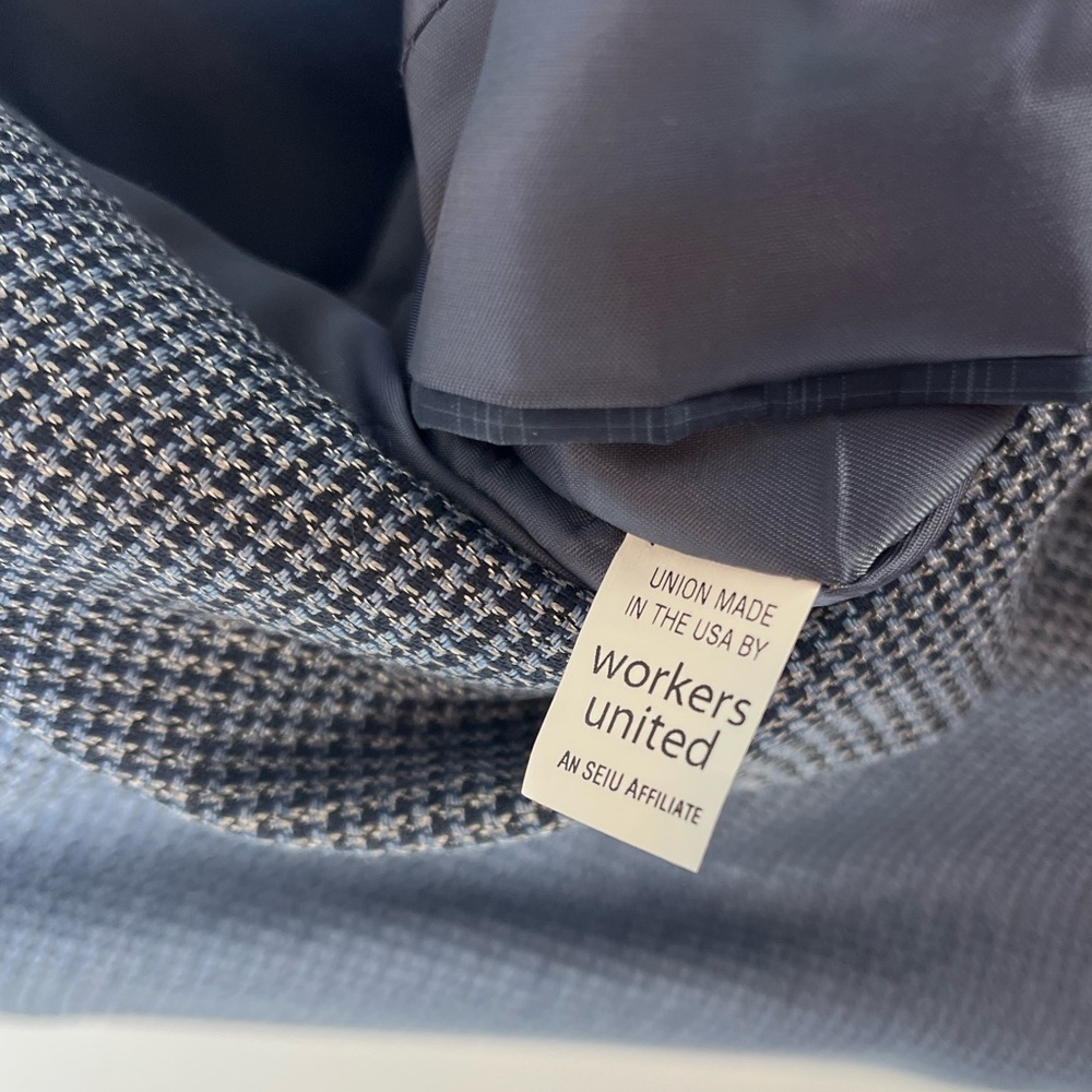 Vtg Hart‎ Schaffner Marx Men’s Blazer 40R – Blue Micro-Houndstooth, Made in USA - Picture 12 of 14